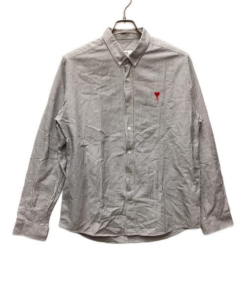 AMI Alexandre Mattiussi（アミアレクサンドルマテュッシ）AMI Alexandre Mattiussi (アミアレクサンドルマテュッシ) 長袖シャツ グレー×ホワイト サイズ:42の古着・服飾アイテム