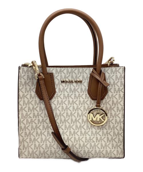 MICHAEL KORS（マイケル・コース）MICHAEL KORS (マイケル・コース) 2WAYバッグ アイボリー×ブラウンの古着・服飾アイテム