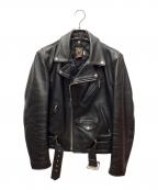 Schottショット）の古着「ダブルライダースジャケット/7007/カウハイド/エポレット無」｜ブラック