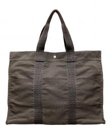HERMES（エルメス）の古着「トートバッグ/エールラインGM」｜ブラック×グレー