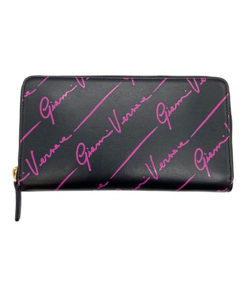 GIANNI VERSACE（ジャンニ・ヴェルサーチ）GIANNI VERSACE (ジャンニ・ヴェルサーチ) 長財布 ブラック×ピンクの古着・服飾アイテム