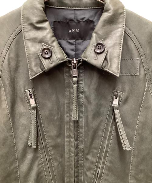AKM（エーケーエム）AKM (エーケーエム) ラムレザージャケット オリーブ サイズ:Mの古着・服飾アイテム
