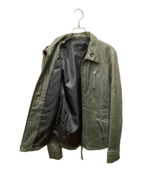 AKM（エーケーエム）AKM (エーケーエム) ラムレザージャケット オリーブ サイズ:Mの古着・服飾アイテム