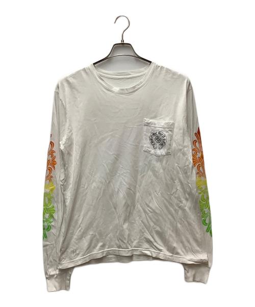 CHROME HEARTS（クロムハーツ）CHROME HEARTS (クロムハーツ) 長袖カットソー ホワイト×レインボー サイズ:Lの古着・服飾アイテム