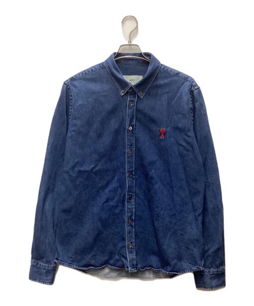 AMI Alexandre Mattiussi（アミアレクサンドルマテュッシ）AMI Alexandre Mattiussi (アミアレクサンドルマテュッシ) デニムシャツ/de Coeur Button Down Denim Shirt インディゴ サイズ:Lの古着・服飾アイテム