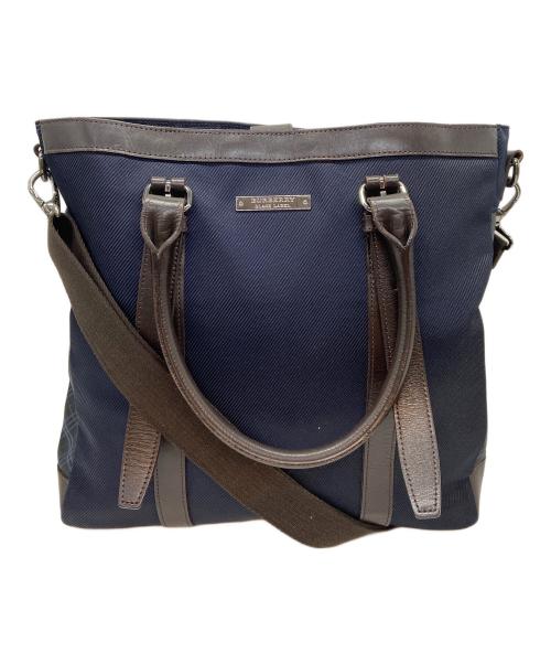 BURBERRY BLACK LABEL（バーバリーブラックレーベル）BURBERRY BLACK LABEL (バーバリーブラックレーベル) 2WAYバッグ ネイビー×ブラウンの古着・服飾アイテム
