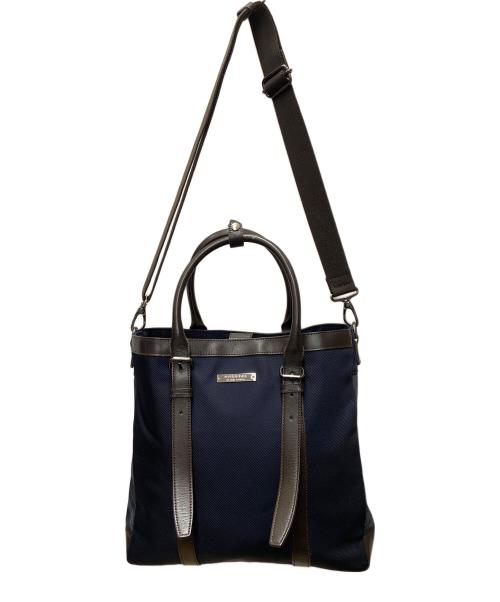 BURBERRY BLACK LABEL（バーバリーブラックレーベル）BURBERRY BLACK LABEL (バーバリーブラックレーベル) 2WAYバッグ ネイビー×ブラウンの古着・服飾アイテム