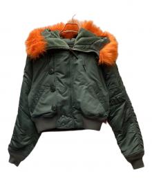 ALPHA×X-GIRL（アルファ×エックスガール）の古着「N-2Bジャケット」｜カーキ×オレンジ