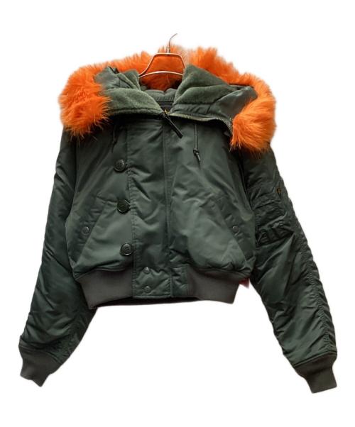 ALPHA（アルファ）ALPHA (アルファ) X-GIRL (エックスガール) N-2Bジャケット カーキ×オレンジ サイズ:Mの古着・服飾アイテム