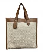 COACHコーチ）の古着「トートバッグ」｜ホワイト×ブラウン