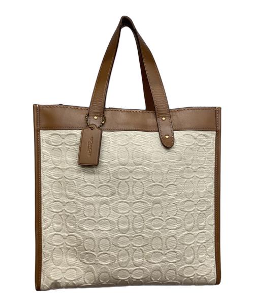 COACH（コーチ）COACH (コーチ) トートバッグ ホワイト×ブラウンの古着・服飾アイテム