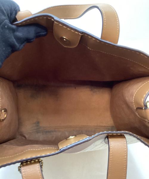 COACH（コーチ）COACH (コーチ) トートバッグ ホワイト×ブラウンの古着・服飾アイテム