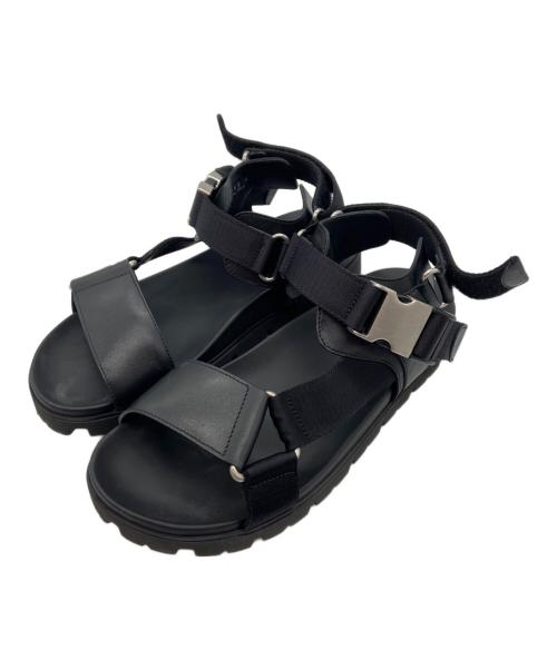 PRADA（プラダ）PRADA (プラダ) レザー切替サンダル ブラック サイズ:6の古着・服飾アイテム