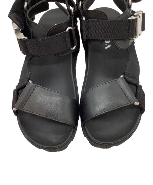 PRADA（プラダ）PRADA (プラダ) レザー切替サンダル ブラック サイズ:6の古着・服飾アイテム