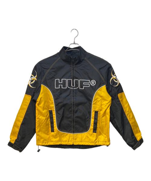 HUF（ハフ）HUF (ハフ) レーシングジャケット ブラック×イエロー サイズ:Lの古着・服飾アイテム