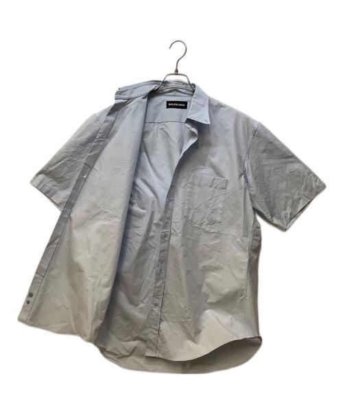 BALENCIAGA（バレンシアガ）BALENCIAGA (バレンシアガ) 半袖シャツ/バックロゴプリントBDシャツ ブルー サイズ:37の古着・服飾アイテム