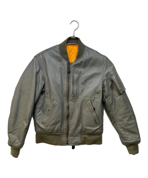 KADOYA（カドヤ）KADOYA (カドヤ) レザージャケット グリーン×オレンジ サイズ:Lの古着・服飾アイテム