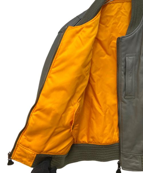 KADOYA（カドヤ）KADOYA (カドヤ) レザージャケット グリーン×オレンジ サイズ:Lの古着・服飾アイテム