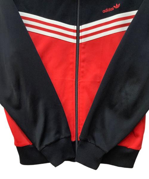 adidas（アディダス）adidas (アディダス) トラックジャケット/デサント製/80s ブラック×レッド サイズ:Mの古着・服飾アイテム