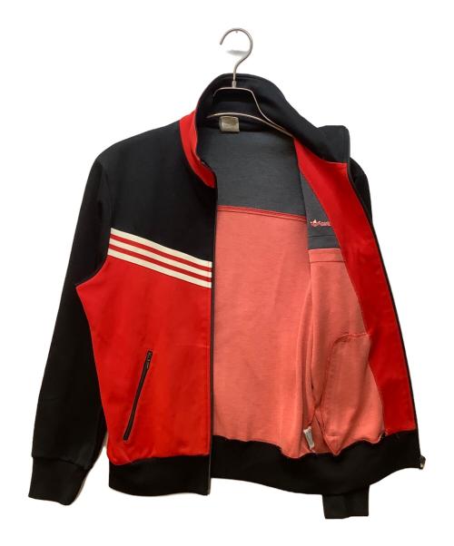 adidas（アディダス）adidas (アディダス) トラックジャケット/デサント製/80s ブラック×レッド サイズ:Mの古着・服飾アイテム