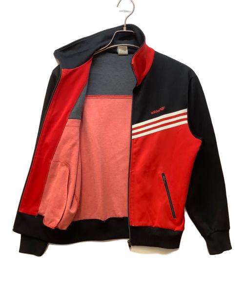 adidas（アディダス）adidas (アディダス) トラックジャケット/デサント製/80s ブラック×レッド サイズ:Mの古着・服飾アイテム