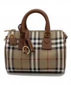 BURBERRYバーバリー）の古着「ショルダーバッグ」｜ベージュ×ブラック×レッド×ホワイト