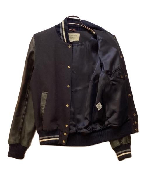 maison kitsune（メゾンキツネ）maison kitsune (メゾンキツネ) レザースリーブスタジャン ブラック サイズ:Sの古着・服飾アイテム