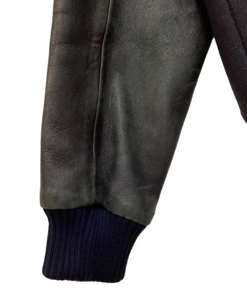 maison kitsune（メゾンキツネ）maison kitsune (メゾンキツネ) レザースリーブスタジャン ブラック サイズ:Sの古着・服飾アイテム