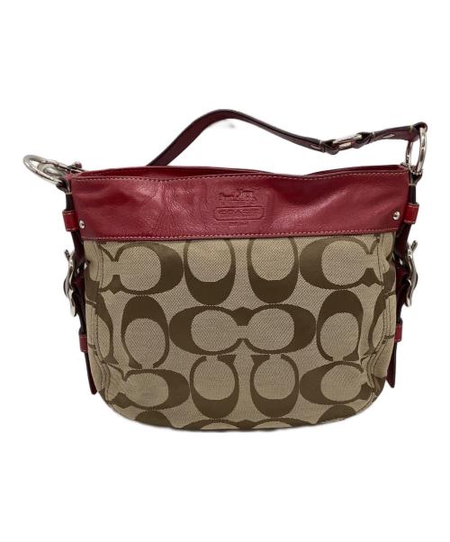 COACH（コーチ）COACH (コーチ) ショルダーバッグ レッド×ベージュの古着・服飾アイテム