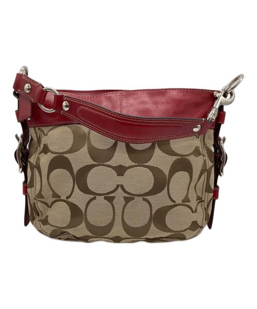 COACH（コーチ）COACH (コーチ) ショルダーバッグ レッド×ベージュの古着・服飾アイテム