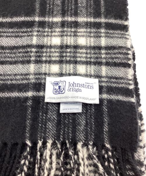 JOHNSTONS OF ELGIN（ジョンストンズオブエルガン）JOHNSTONS OF ELGIN (ジョンストンズオブエルガン) カシミヤマフラー ブラック×ホワイトの古着・服飾アイテム
