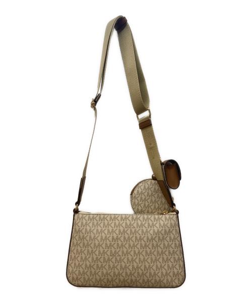 MICHAEL KORS（マイケル・コース）MICHAEL KORS (マイケル・コース) JET SET TRAVEL クロスボディ ウィズ テックアタッチ スモール - MKシグネチャー ベージュ×ブラウンの古着・服飾アイテム