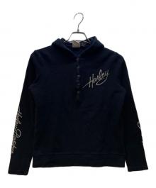 HARLEY-DAVIDSON（ハーレーダビッドソン）の古着「長袖フーデッドヘンリーネックカットソー」｜ブラック