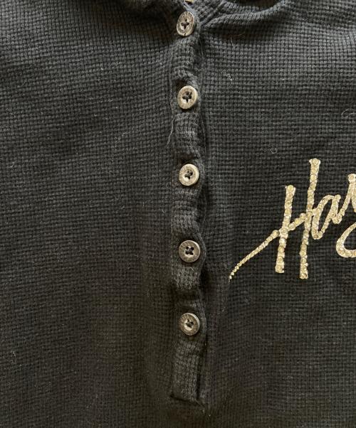 HARLEY-DAVIDSON（ハーレーダビッドソン）HARLEY-DAVIDSON (ハーレーダビッドソン) 長袖フーデッドヘンリーネックカットソー ブラック サイズ:Lの古着・服飾アイテム