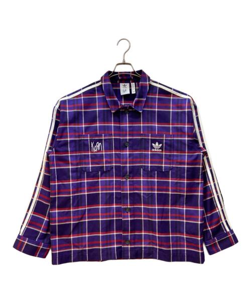 adidas Originals（アディダスオリジナル）adidas Originals (アディダスオリジナル) KORN (コーン) 長袖シャツ/FLANNEL LS MULTCO パープル サイズ:2XLの古着・服飾アイテム