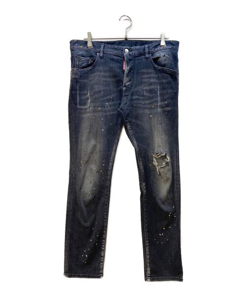 DSQUARED2（ディースクエアード）DSQUARED2 (ディースクエアード) ダメージデニムパンツ ブラック サイズ:50の古着・服飾アイテム