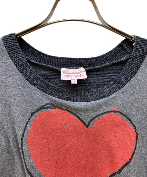 Vivienne Westwood RED LABEL（ヴィヴィアンウエストウッドレッドレーベル）Vivienne Westwood RED LABEL (ヴィヴィアンウエストウッドレッドレーベル) 半袖カットソー グレー×ブラック×レッド サイズ:2の古着・服飾アイテム