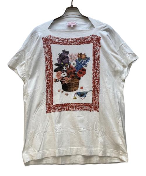 Vivienne Westwood RED LABEL（ヴィヴィアンウエストウッドレッドレーベル）Vivienne Westwood RED LABEL (ヴィヴィアンウエストウッドレッドレーベル) 半袖カットソー/ブーケプリント ホワイト サイズ:2の古着・服飾アイテム