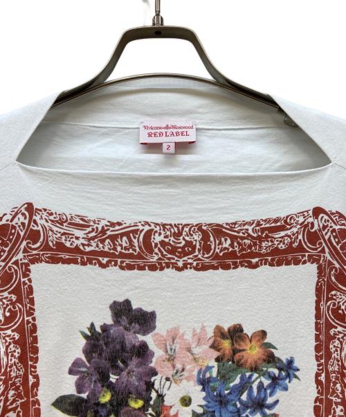 Vivienne Westwood RED LABEL（ヴィヴィアンウエストウッドレッドレーベル）Vivienne Westwood RED LABEL (ヴィヴィアンウエストウッドレッドレーベル) 半袖カットソー/ブーケプリント ホワイト サイズ:2の古着・服飾アイテム
