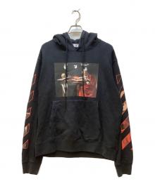 OFFWHITE（オフホワイト）の古着「プルオーバーパーカー/21SS CARAVAGGIO PAINTING HOODIE」｜ブラック×レッド