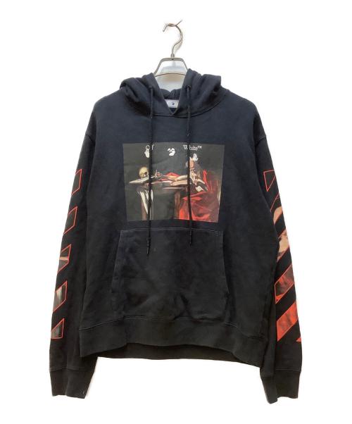 OFFWHITE（オフホワイト）OFFWHITE (オフホワイト) プルオーバーパーカー/21SS CARAVAGGIO PAINTING HOODIE ブラック×レッド サイズ:XLの古着・服飾アイテム