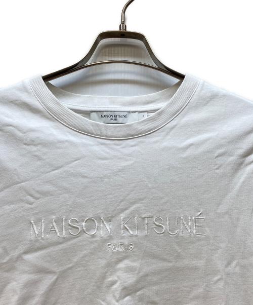 maison kitsune（メゾンキツネ）MAISON KITSUNE (メゾンキツネ) 半袖カットソー/ロゴTシャツ ホワイト サイズ:Sの古着・服飾アイテム