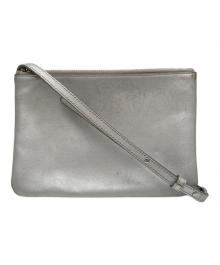 CELINE（セリーヌ）の古着「ショルダーバッグ/トリオ/Metallic Leather Crossbody」｜シルバー