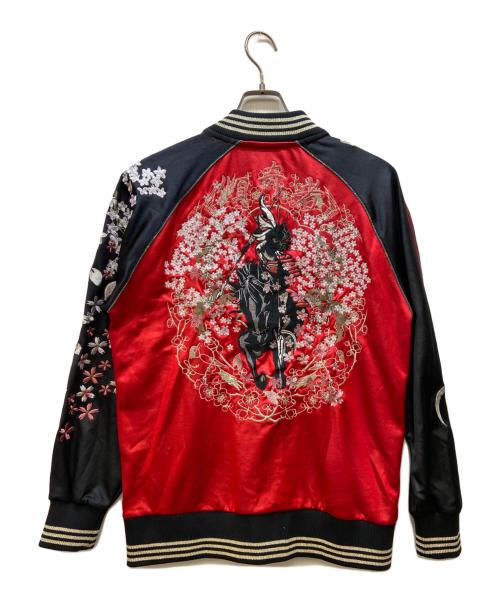 戦武×雅結（-）戦武×雅結 (-) スカジャン ブラック×レッド サイズ:FREEの古着・服飾アイテム