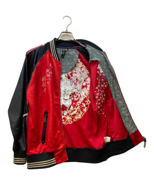 戦武×雅結（-）戦武×雅結 (-) スカジャン ブラック×レッド サイズ:FREEの古着・服飾アイテム