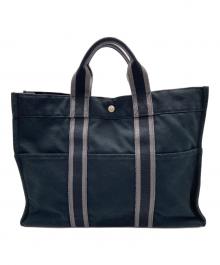 HERMES（エルメス）の古着「キャンバストートバッグ/フルートゥGM」｜ブラック×グレー