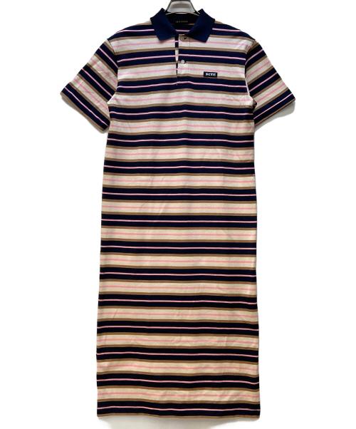 SCYEBASICS（サイベーシックス）SCYEBASICS (サイベーシックス) 半袖ワンピース ネイビー×ピンク×ブラウン サイズ:FREEの古着・服飾アイテム