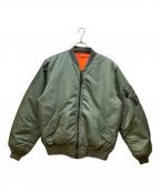 AVIREXアヴィレックス）の古着「MA-1ジャケット/COMMERCIAL LOGO」｜グリーン×オレンジ