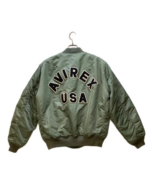 AVIREX（アヴィレックス）AVIREX (アヴィレックス) MA-1ジャケット/COMMERCIAL LOGO グリーン×オレンジ サイズ:XLの古着・服飾アイテム