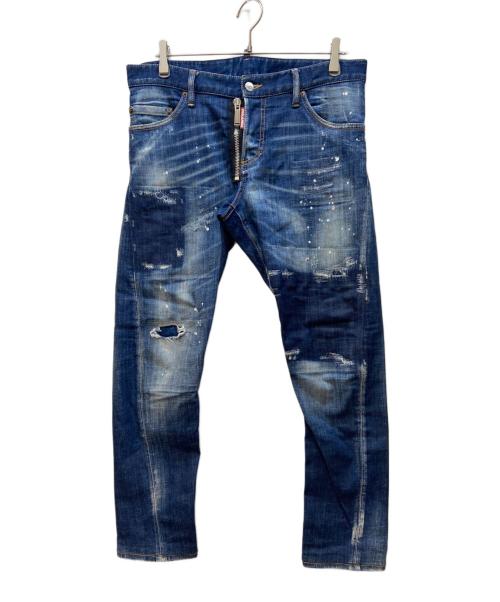 DSQUARED2（ディースクエアード）DSQUARED2 (ディースクエアード) ダメージデニムパンツ/Dark Reveal Wash Sexy Twist Jeans インディゴ サイズ:48の古着・服飾アイテム